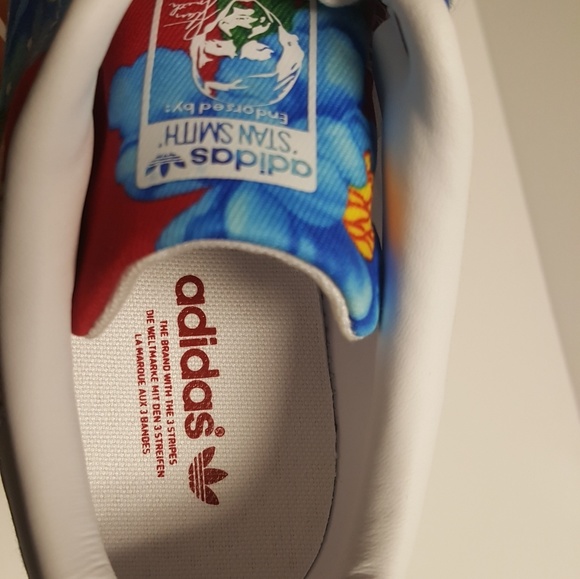 ADIDAS STAN SMITH FARM FLORAL RED BLUE SNEAKERS - Picture 7 of 8